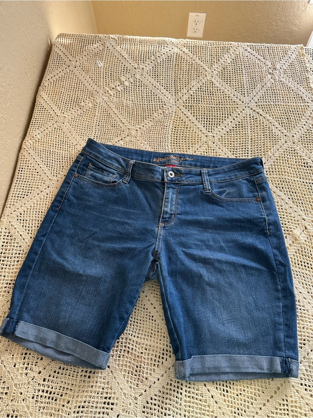 Arizona Jean Company Dark Blue Rolled-Cuff Denim Shorts